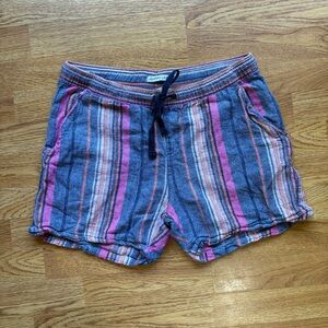 Juniper and Lime striped blue pink casual shorts linen blend pockets beach sz S